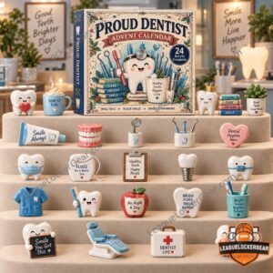 Proud Dentist Dental Care Advent Calendar 2026 - front box with dental ornament display