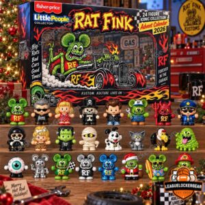 Rat Fink box showing green character and flame-covered hot rod