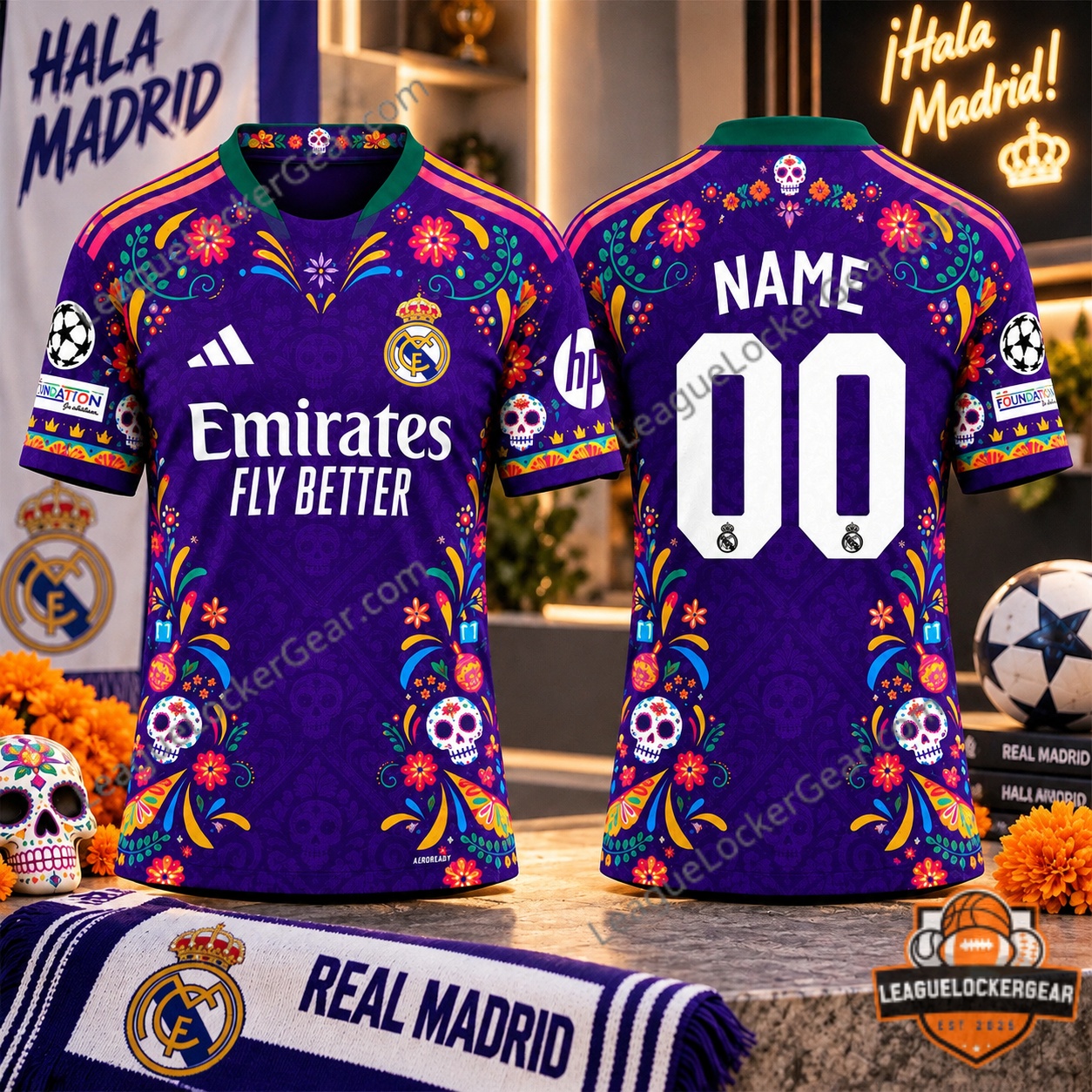 Real Madrid Day of the Dead 2026 Football Jersey - front and back views