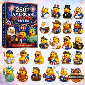 Rubber Duck 250th American Patriotic 2026 Advent Calendar - box and duck ornament collection display