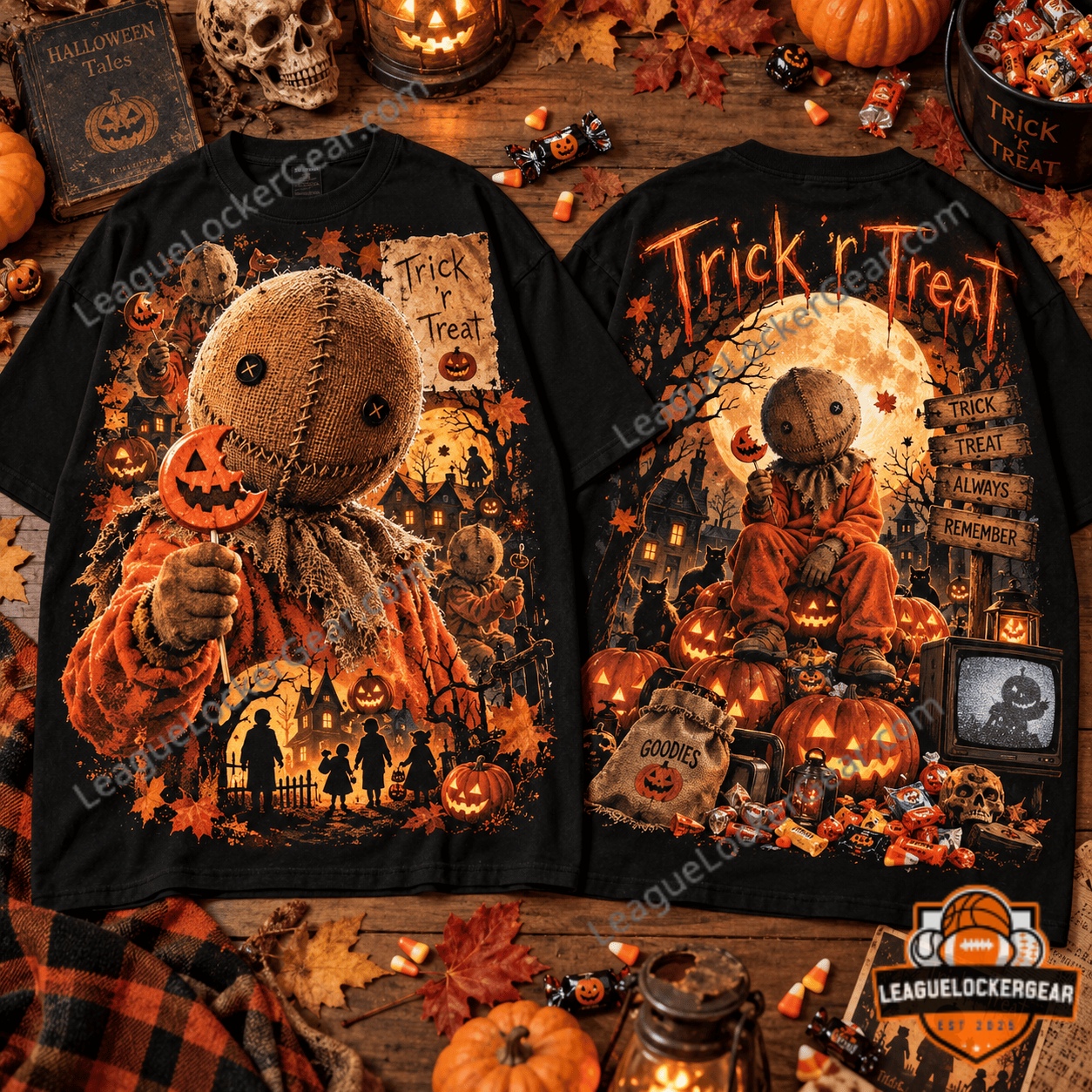 Sam Trick 'r Treat Halloween 2026 Horror T-Shirt - black colourway, one of the available colour options