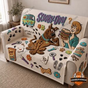 Scooby-Doo Mystery Machine Paw Print Tufted Sofa Cover & Pillow Set - photo 2