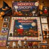 Snoopy Halloween 2026 Monopoly Board Game - complete set displayed with board, box, cards, tokens, and dice