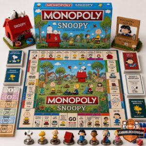 Snoopy Monopoly 2026 Board Game - complete board game layout with box and tokens