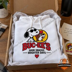Snoopy x Buc-ee's Snacks Fuel Good Vibes Hoodie - full product display