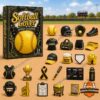 Softball Lover 24 Acrylic Ornaments Advent Calendar 2026 - box and softball-themed ornaments displayed