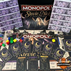 Stevie Nicks Monopoly Collector Edition Board Game 2026 - complete board with cards, tokens, currency, and