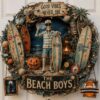 The Beach Boys Halloween surf wreath front view with skeleton and surfboards