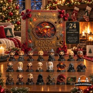 The Lord of the Rings Advent Calendar - close view of ornate ring and mountain artwork