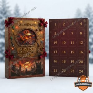 The Lord of the Rings Advent Calendar - full display with decorated calendar box