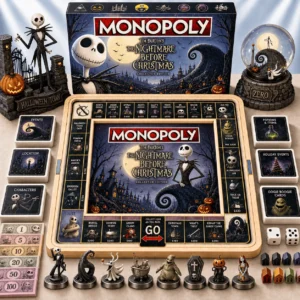 The Nightmare Before Christmas 2026 Monopoly Board Game - full board and box