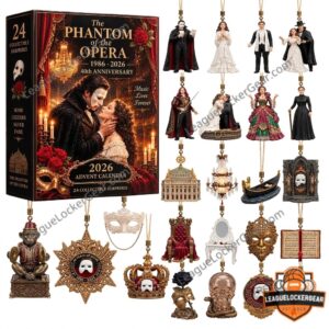 The Phantom of the Opera 40th Anniversary 2026 Advent Calendar - front box and collectible ornaments