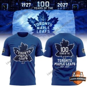 Toronto Maple Leafs 100th Anniversary 1927-2027 T-Shirt - front and back views