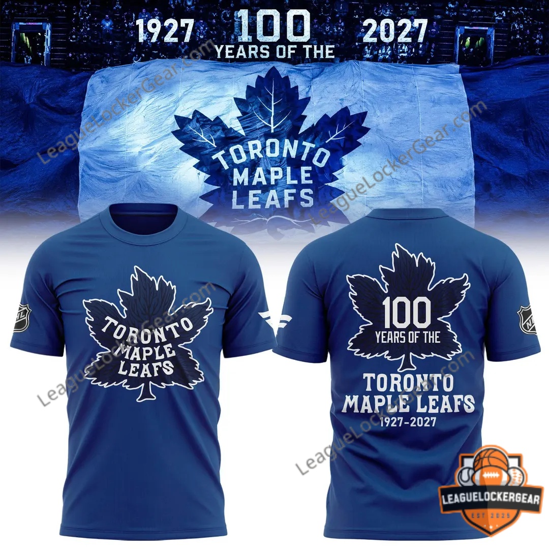 Toronto Maple Leafs 100th Anniversary 1927-2027 T-Shirt - front and back views