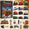 Trains & Railway Christmas 24 Acrylic Ornaments Advent Calendar 2026 - front box artwork