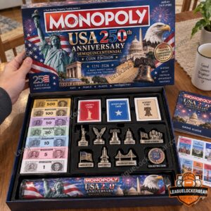 United States of America 250th Anniversary Monopoly Board Game - landmark tokens and board