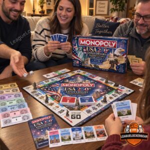 United States of America 250th Anniversary Monopoly Board Game - cards, money and game guide