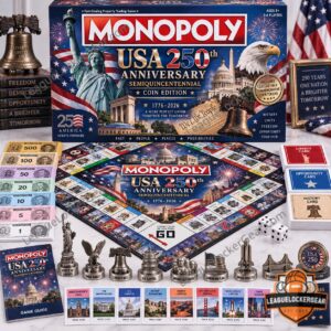 United States of America 250th Anniversary Monopoly Board Game - complete game display