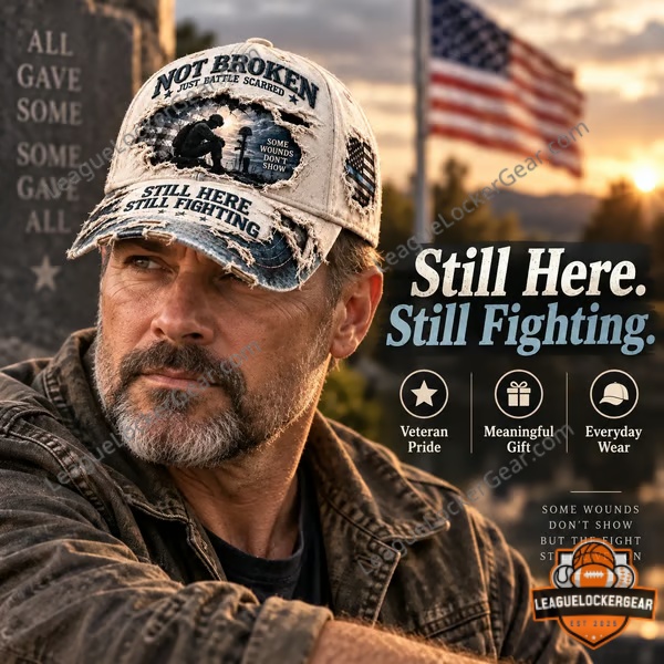 Veteran PTSD awareness cap shown from the side