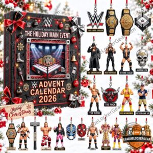WWE The Holiday Main Event 2026 Advent Calendar - detailed championship belt and ring graphic