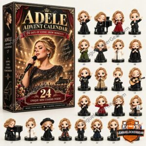 Adele Iconic Show 2026 Advent Calendar - front box with 24 figurines