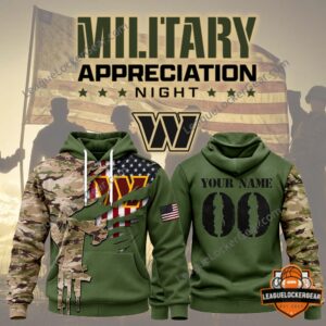 All Team NFL x Military Appreciation Night Personalized Hoodie - front and back views