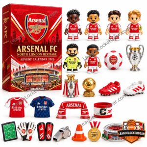 Arsenal FC North London Heritage 2026 Advent Calendar - box and themed contents displayed