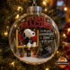 Atlanta Falcons Snoopy Christmas Globe Ornament - front view showing Snoopy, helmet, and snowy scene
