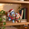 Bluey and Bingo Christmas 2026 Figure Ornament - front view showing both characters in festive outfits