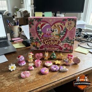 Bluey Coco You're Doing Great 2026 Advent Calendar - lower rows of Christmas collectibles