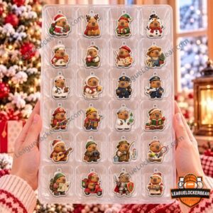 Capybara Christmas 2026 Advent Calendar - rows of themed capybara ornaments