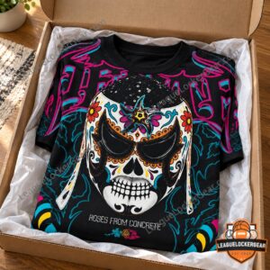 Penta Dia de los Muertos T-shirt folded in a gift box