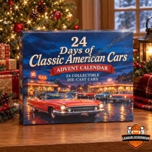 Classic American Cars advent calendar - front box view with vintage car artwork
