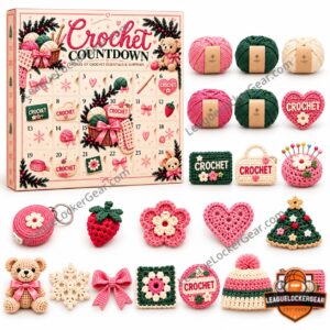 Crochet Christmas 2026 Advent Calendar - box and crocheted contents displayed
