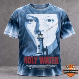 Holy Water vintage movie poster T-shirt with face, lighthouse and red title