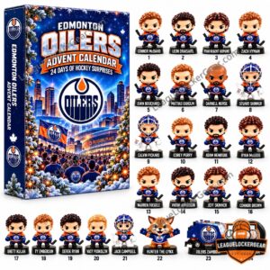 Edmonton Oilers Hockey Surprises Christmas Advent Calendar - box with labelled player figures and mascot