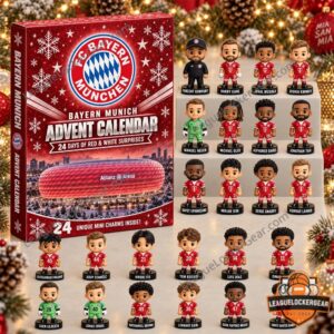 Bayern Munich advent calendar box beside the full lineup of mini player designs