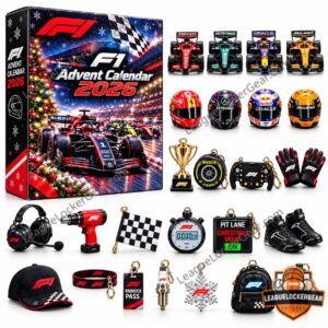 Formula 1 Racing 2026 Advent Calendar - box with racing collectibles displayed alongside