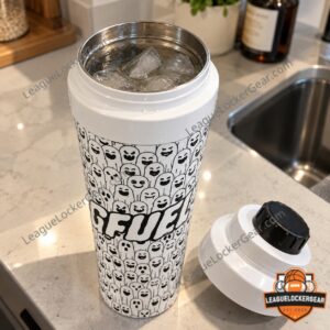 G FUEL Ghost Pattern Shaker Cup 2026 - side view showing repeating ghost faces