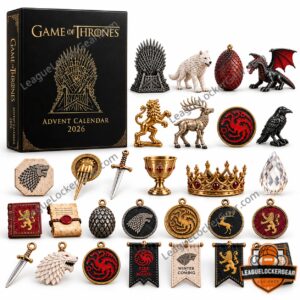 Game of Thrones 2026 Advent Calendar - box and fantasy-themed collectible accessories displayed