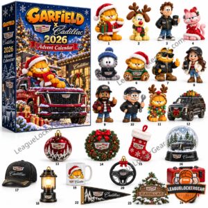 Garfield x Cadillac 2026 Christmas Advent Calendar - front box and numbered holiday collectibles