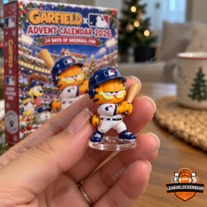 Garfield x MLB Baseball Fun 2026 Advent Calendar - Garfield batter figure held in hand