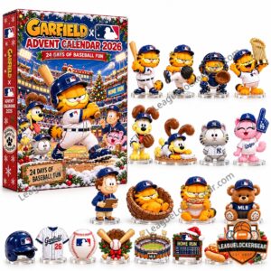 Garfield x MLB Baseball Fun 2026 Advent Calendar - box with the full lineup of baseball designs
