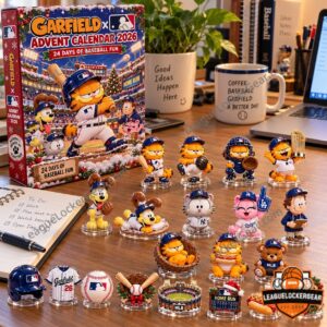 Garfield x MLB Baseball Fun 2026 Advent Calendar - box on a desk with figures in front