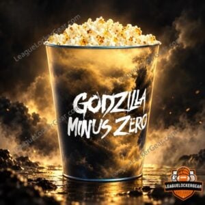 Godzilla Minus Zero Movie Popcorn Bucket - front view filled with popcorn
