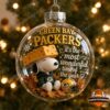 Green Bay Packers Snoopy Christmas Globe Ornament - front view with Snoopy and Packers helmet