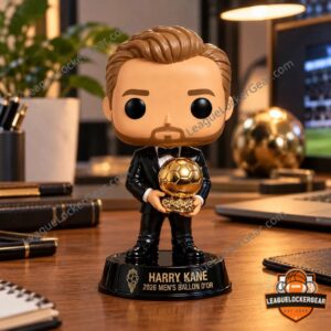 Harry Kane figure holding the golden ball on a desk