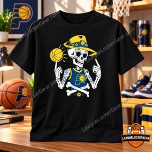 Indiana Pacers Mexico City CDMX Game 2026 Sugar Skull Skeleton Hoodie - photo 2