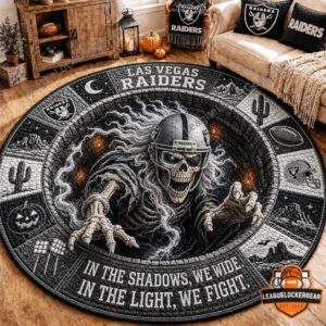 Las Vegas Raiders Halloween 2026 Quilted Round Mat - full front view