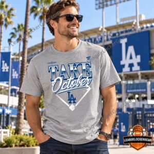 Los Angeles Dodgers 2026 Take October Postseason T-Shirt - chest graphic close-up